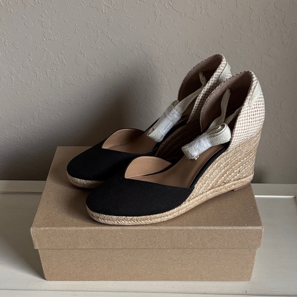 Reformation Camille Espadrille Black Wedge Platform Sandals for Women NWT Size10 - Picture 4 of 7